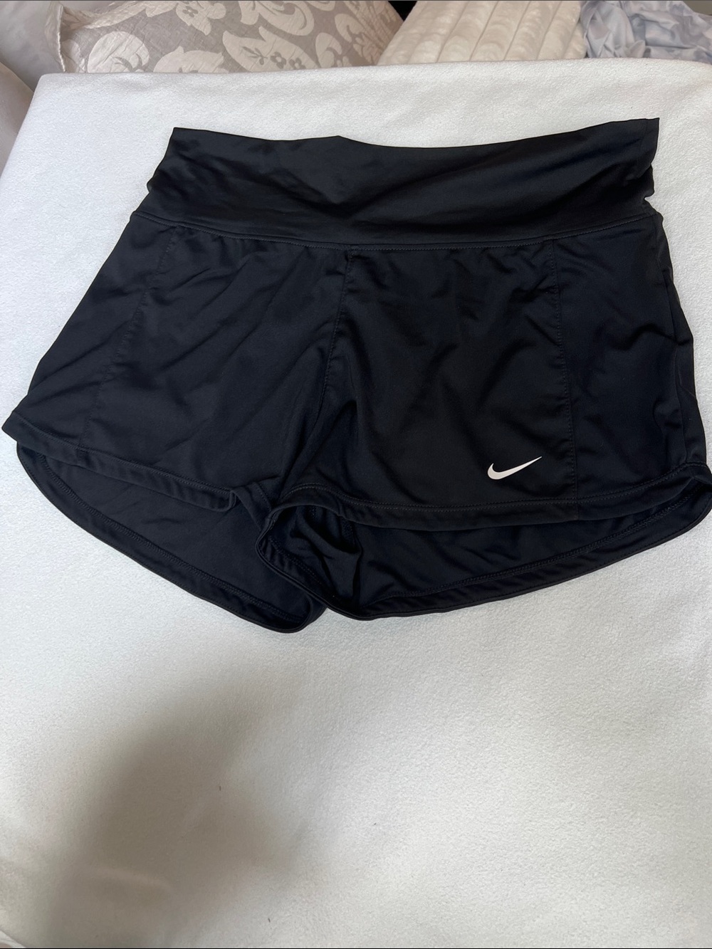 Nike Black Women's Athletic Running Shorts with White Swoosh